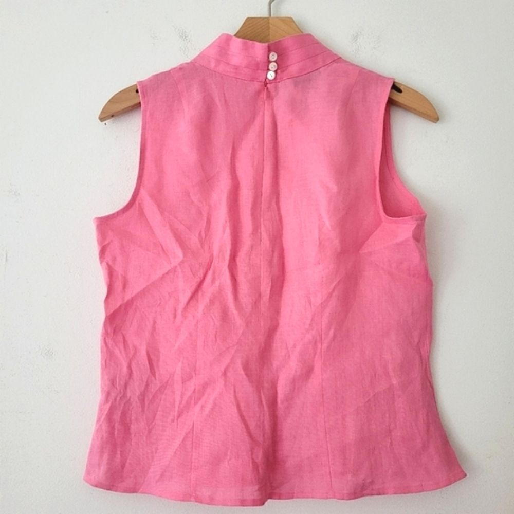 Talbots Petites 100% Irish Linen Pink Sleeveless Blouse 6 - Picture 2 of 7